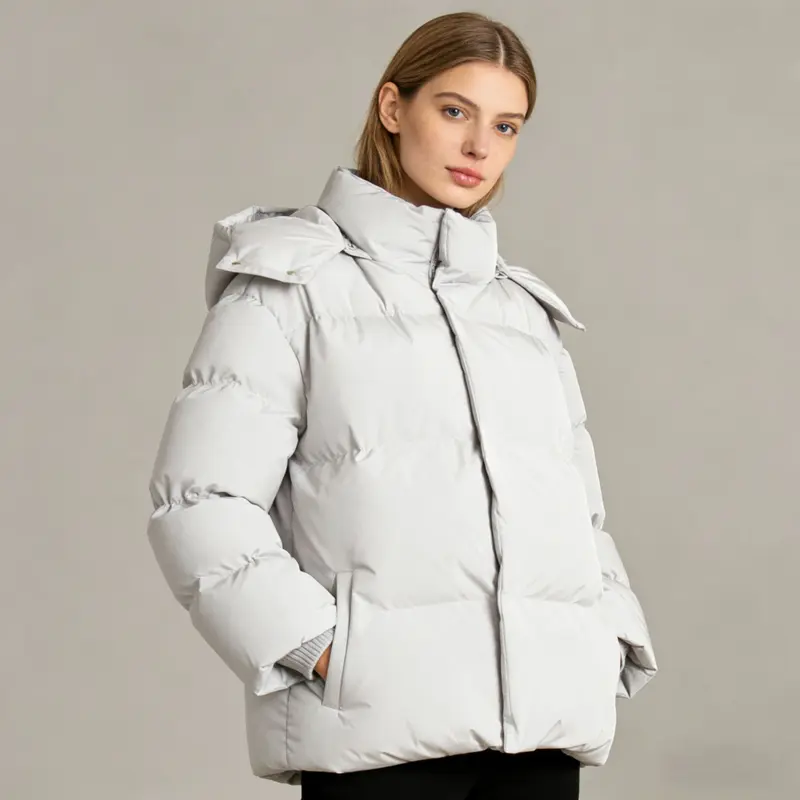 Damen Gefütterte Oversized-Steppjacke mit Kapuze und hohem Stehkragen Drune
