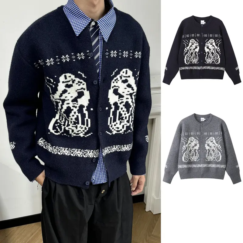 Damen Gemütlicher Grobstrickpullover mit grafischem Motiv Drune