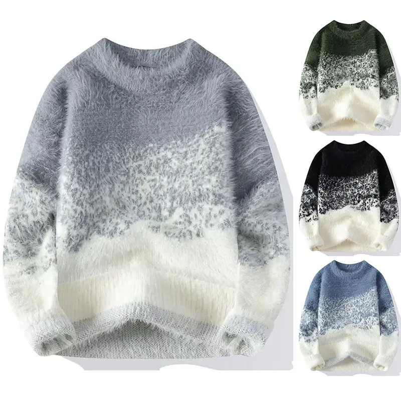 Damen Gemütlicher Rundhals Pullover aus Flauschigem Material Drune