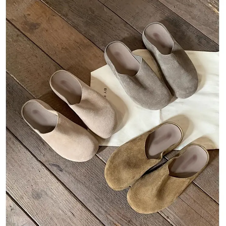 Damen Geschlossene Veloursleder-Pantolette mit gepolstertem Komfortfußbett Drune