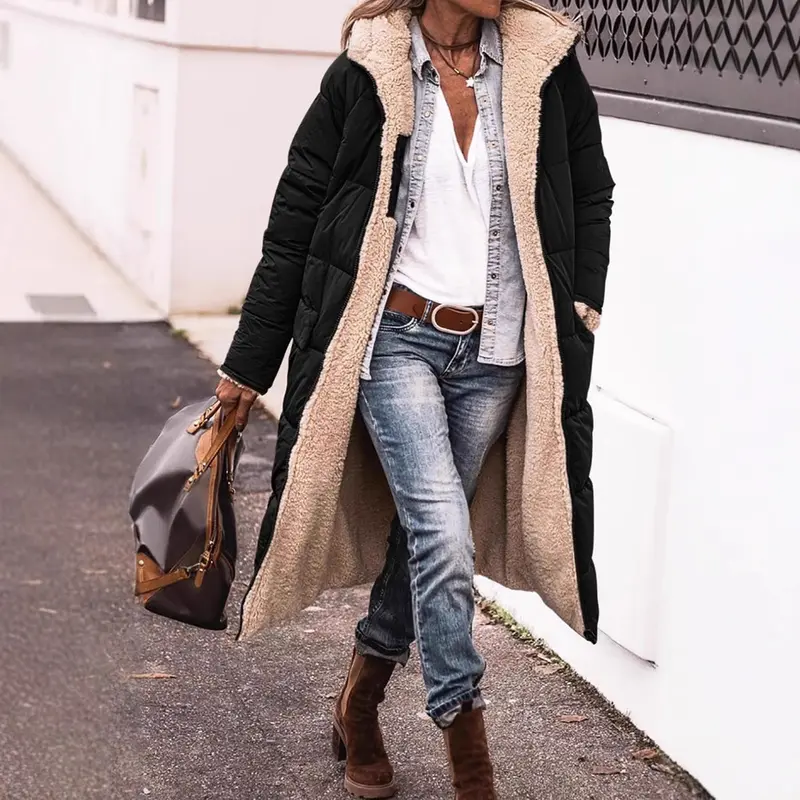 Damen gesteppte Quiltjacke mit Stehkragen und aufgesetzten Taschen Drune
