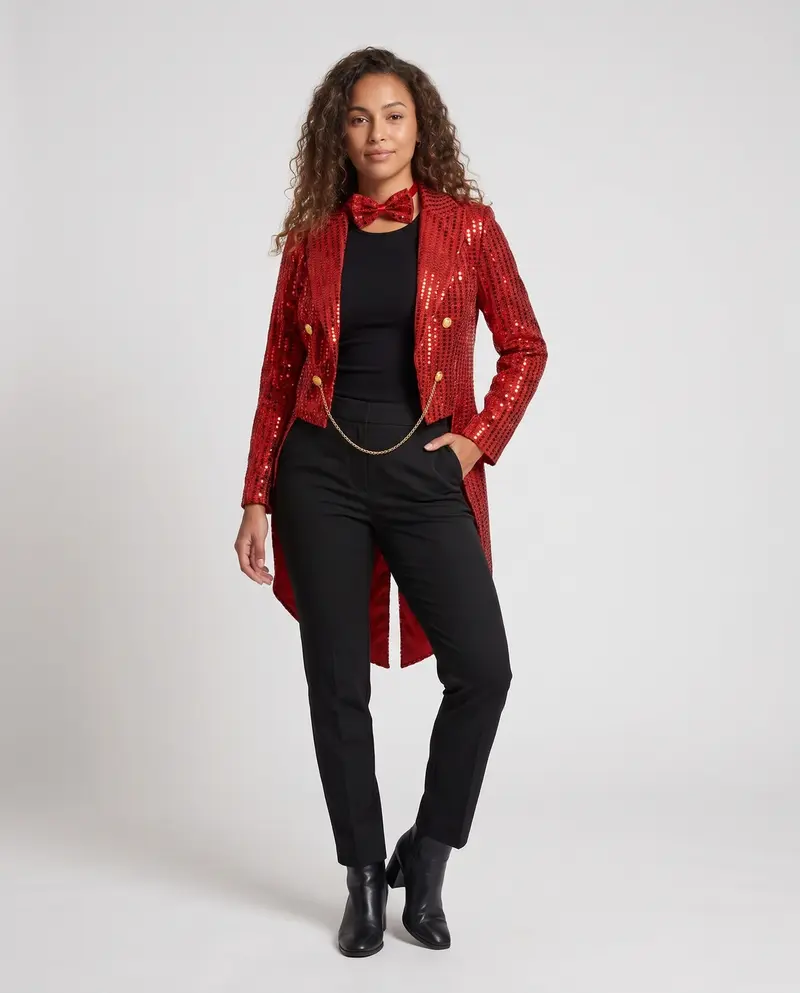Damen glamouröser Seidenmantel mit auffälligem Pailletten-Design Drune