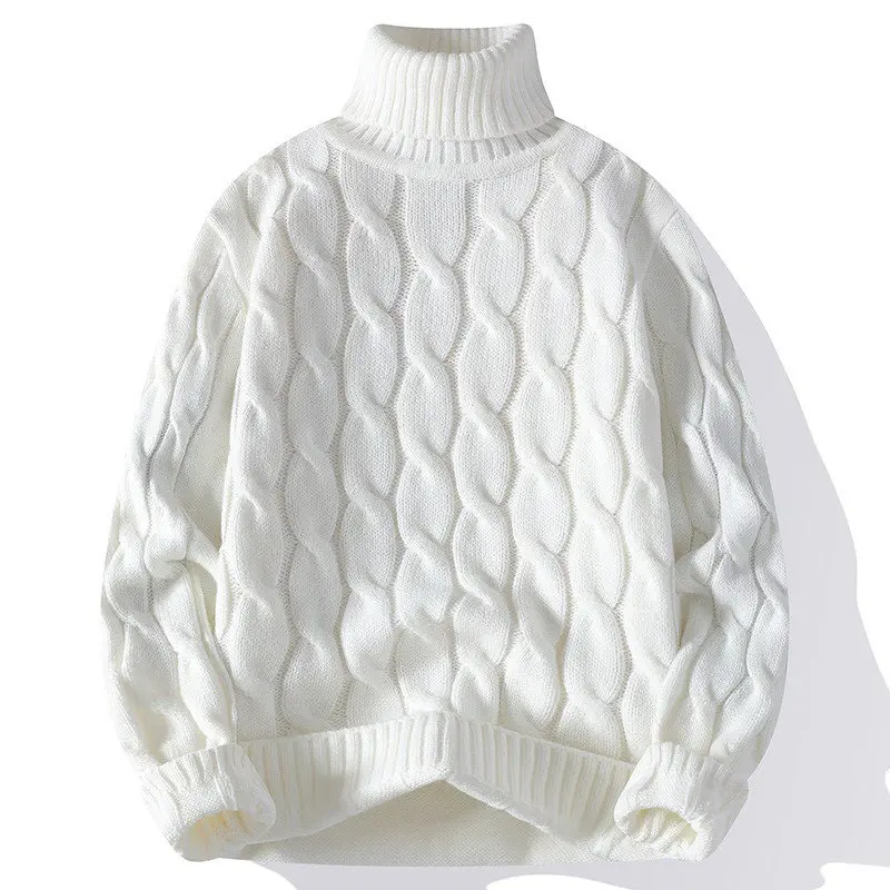 Damen Grobgestrickter Rollkragenpullover mit Zopfmuster und Oversize-Schnitt Drune