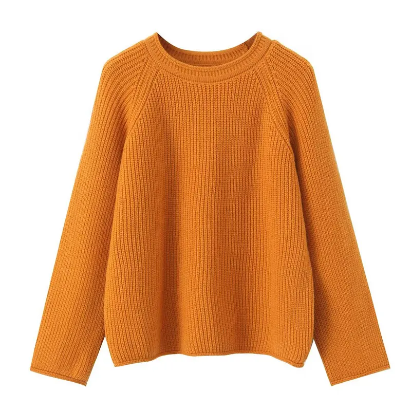 Damen Grobgestrickter Rundhals-Pullover mit Raglanärmeln Drune
