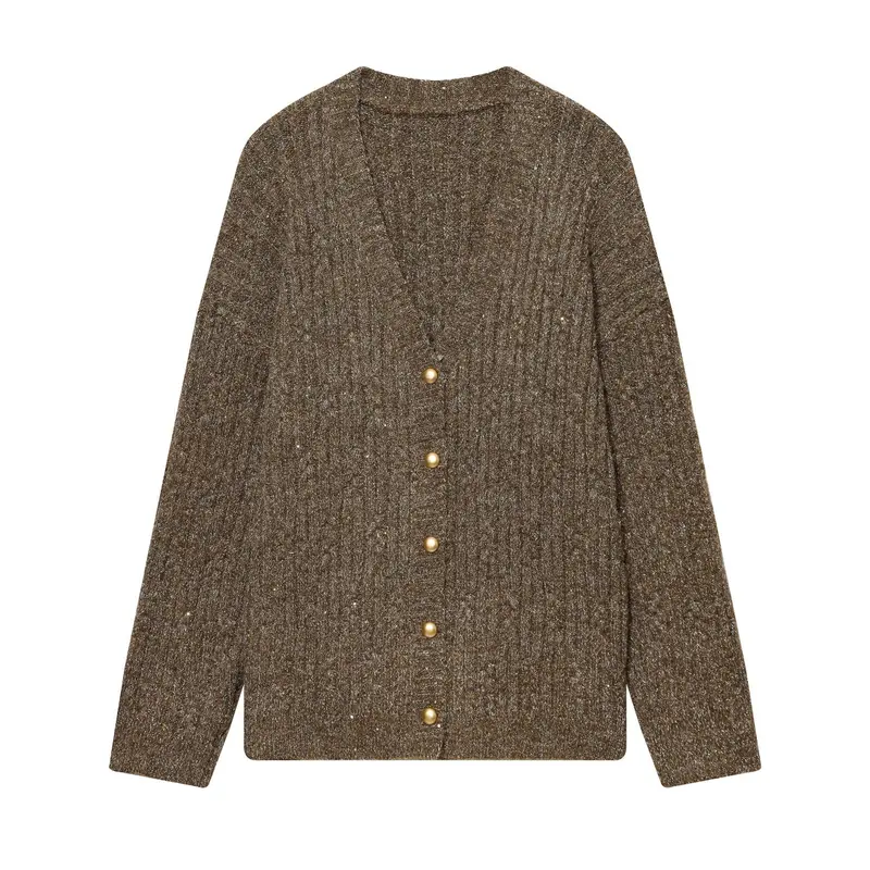 Damen Grobstrick‑Cardigan mit Zierknöpfen Drune