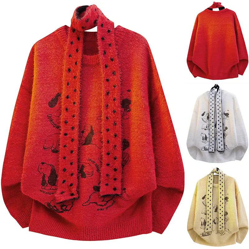 Damen Grobstrickpullover mit Tiermotiv Drune