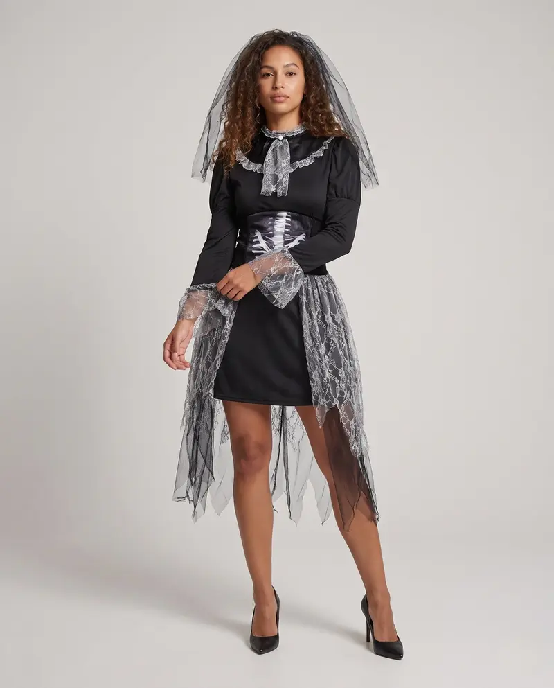 Damen Gruselige Geisterbraut mit detailliertem Spitzen-Skirt Drune