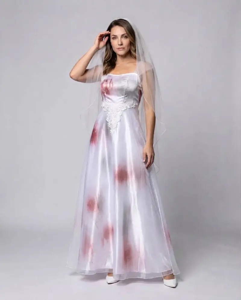 Damen Gruseliges Hochzeitskleid mit Spitzen-Details Drune