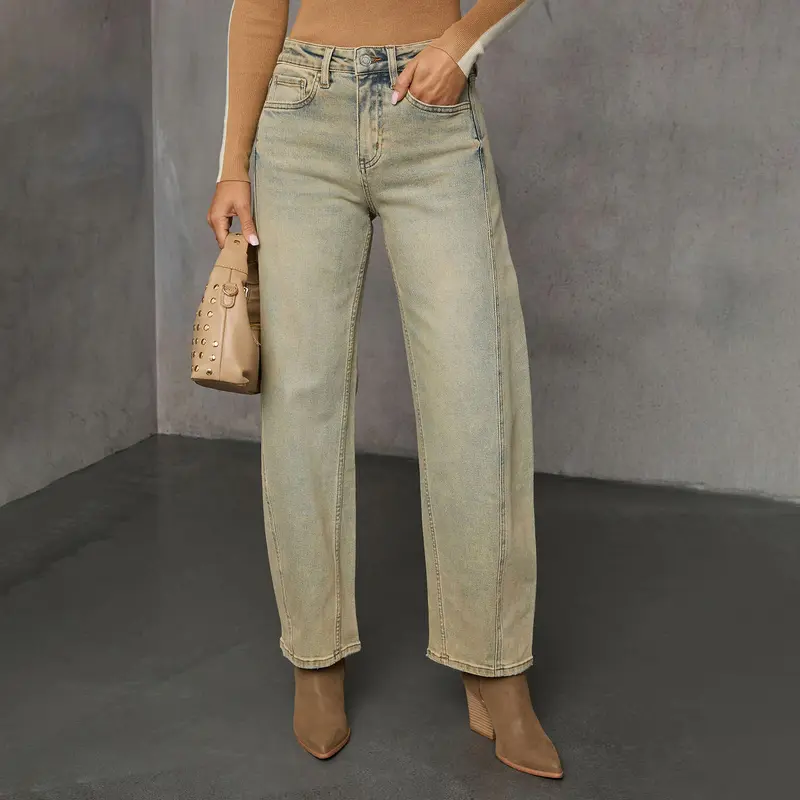 Damen High-Waist Culotte-Jeans mit sichtbarer Vordernaht Drune