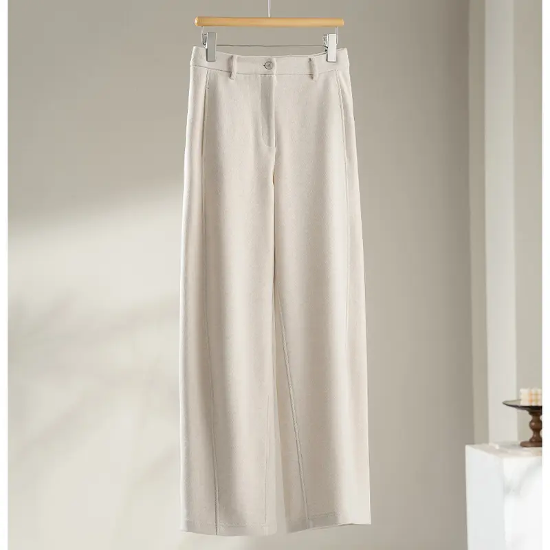 Damen High-Waist-Hose mit Bügelfalte und geradem Bein Drune