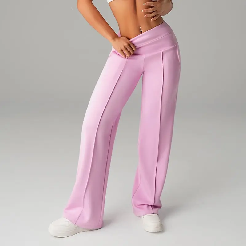 Damen High‑Waist Palazzo‑Sweatpants mit Bügelfalte und Komfortbund Drune