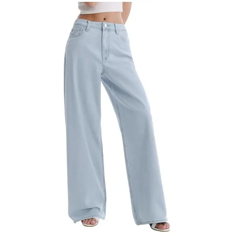 Damen High‑Waist weite Palazzo‑Hose aus leichtem Stretchstoff Drune