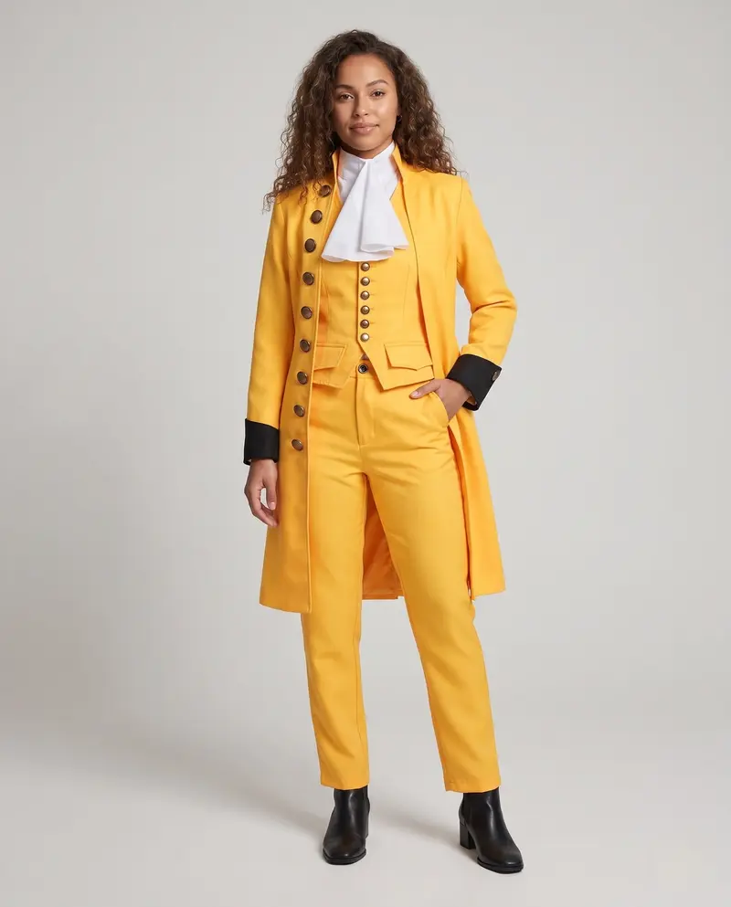 Damen historisches Kostümset mit elegantem Frack, kurzen Shorts und Kravatten Drune