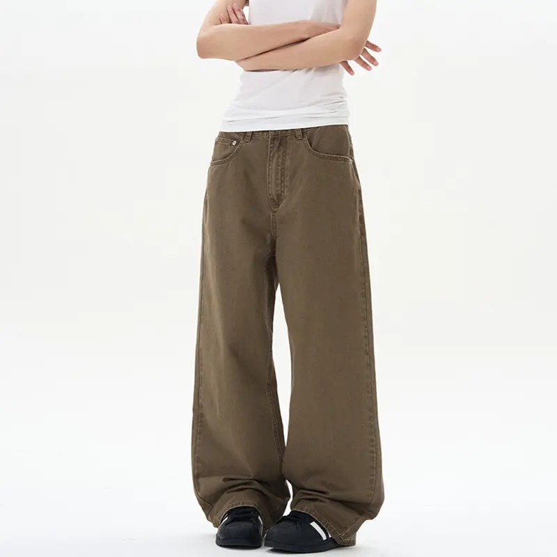 Damen Hochgeschnittene Baumwoll-Jeans mit extra weitem Bein Drune
