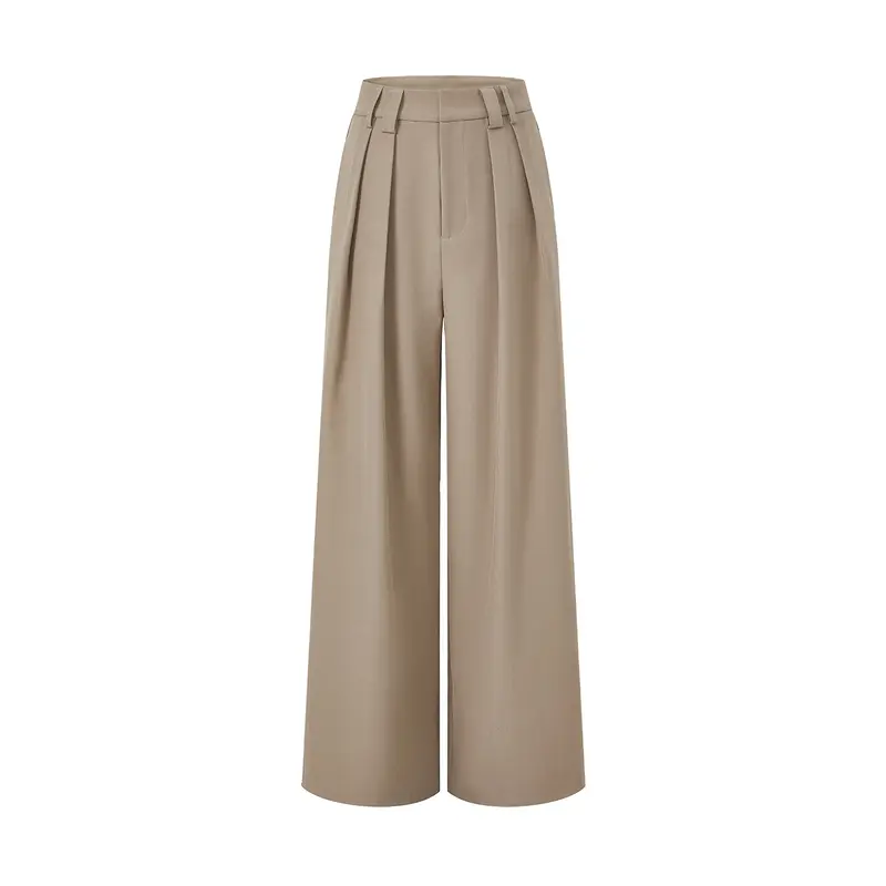Damen Hochgeschnittene Palazzo-Hose mit Kellerfalten und weitem Bein Drune