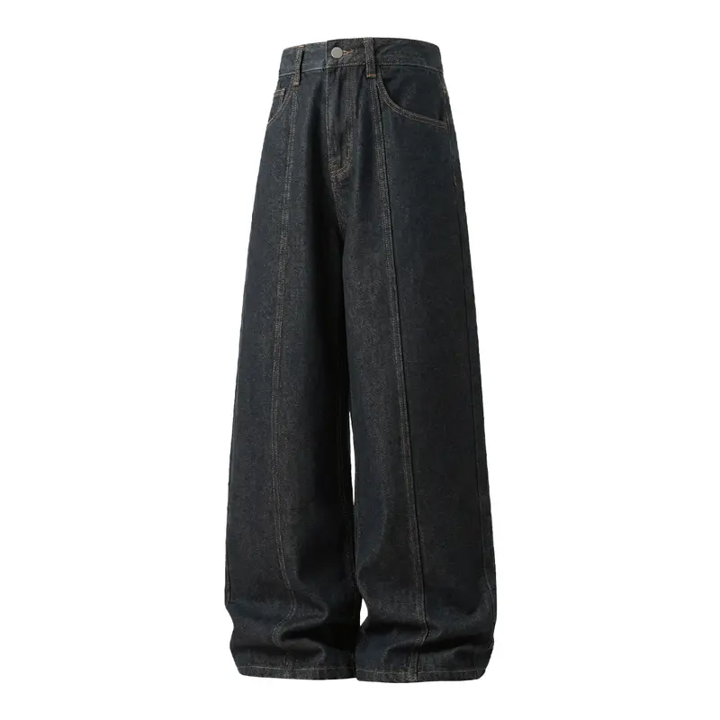 Damen Hochtaillierte Denim-Palazzohose mit markanten Nahtpaspeln Drune