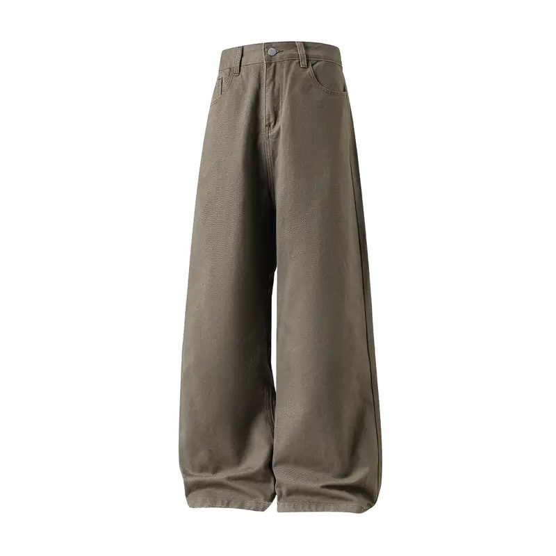 Damen Hochtaillierte extraweite Canvas-Palazzohose mit weitem Bein Drune