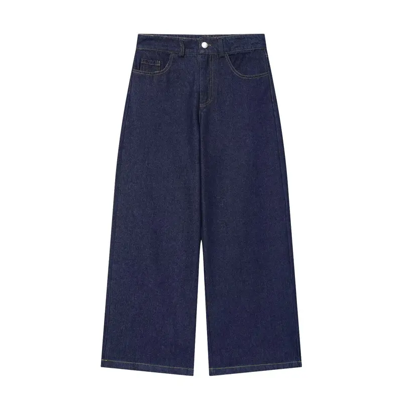 Damen Hochtaillierte Jeanshose kurz geschnitten mit weitem Bein und Fünf‑Taschen‑Schnitt Drune
