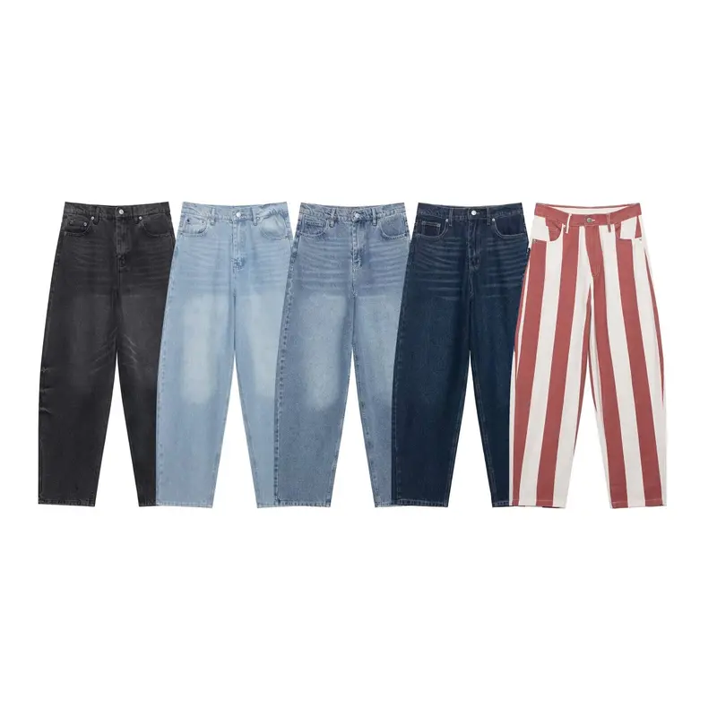 Damen Hochtaillierte kurzgeschnittene Jeans mit weitem Bein aus Denim Drune