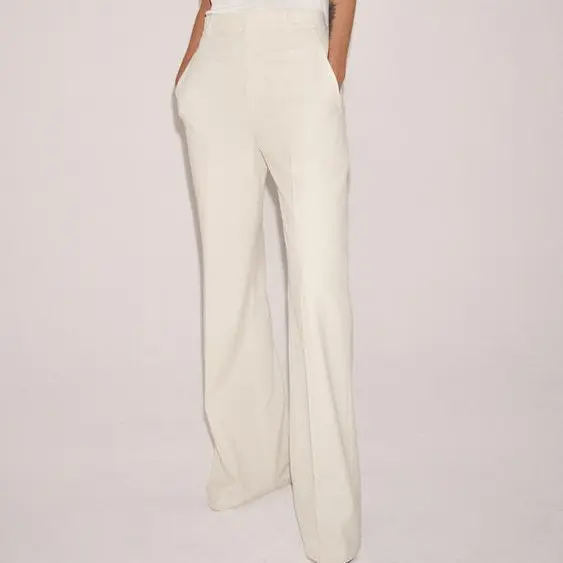 Damen Hochtaillierte leichte Palazzo-Hose mit weitem Bein und vorderer Bundfalte Drune