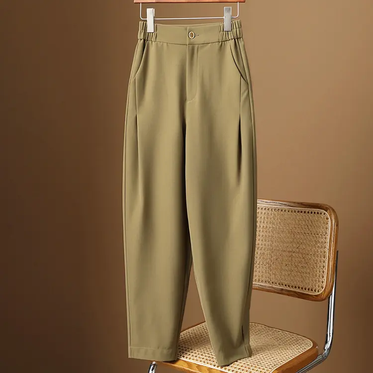 Damen Hochtaillierte tapered Anzughose mit elastischem Rückbund, Bügelfalte & Eingrifftaschen Drune