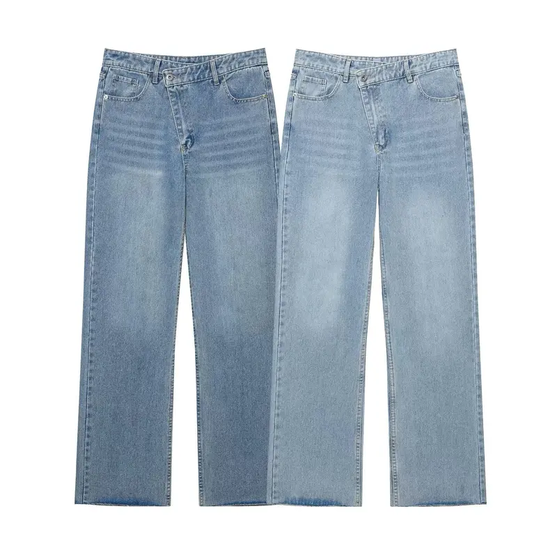 Damen Hochtaillierte weite Jeans mit geradem Bein und Fünf‑Taschen‑Schnitt Drune