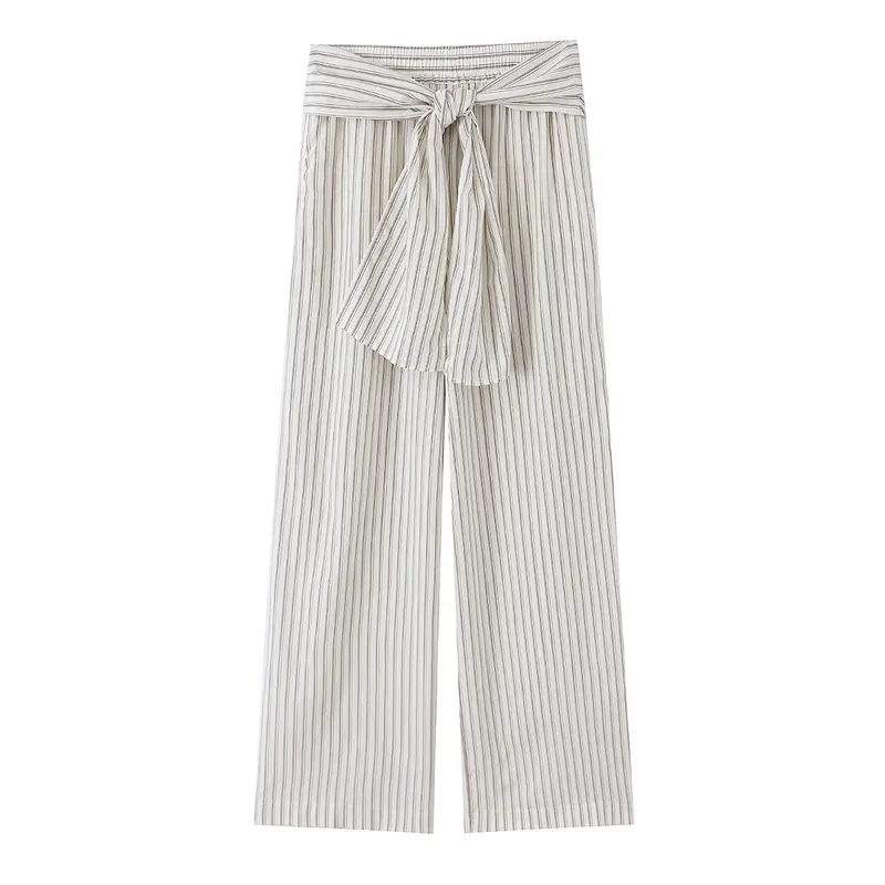 Damen Hochtaillierte weite Palazzohose mit Bindegürtel Drune