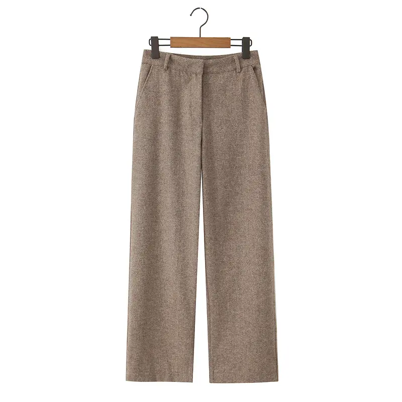 Damen Hochtaillierte weite Wollmix-Hose mit geradem Bein Drune