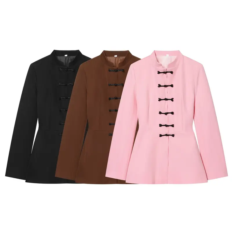 Damen Jacke mit Stehkragen und chinesischen Knebelverschlüssen Drune