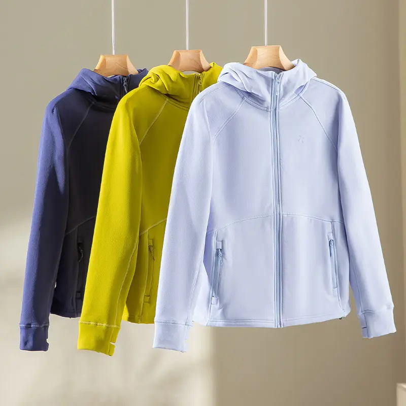 Damen Kapuzen-Fleecejacke mit durchgehendem Reißverschluss, ergonomischen Nähten und Reißverschlusstaschen Drune