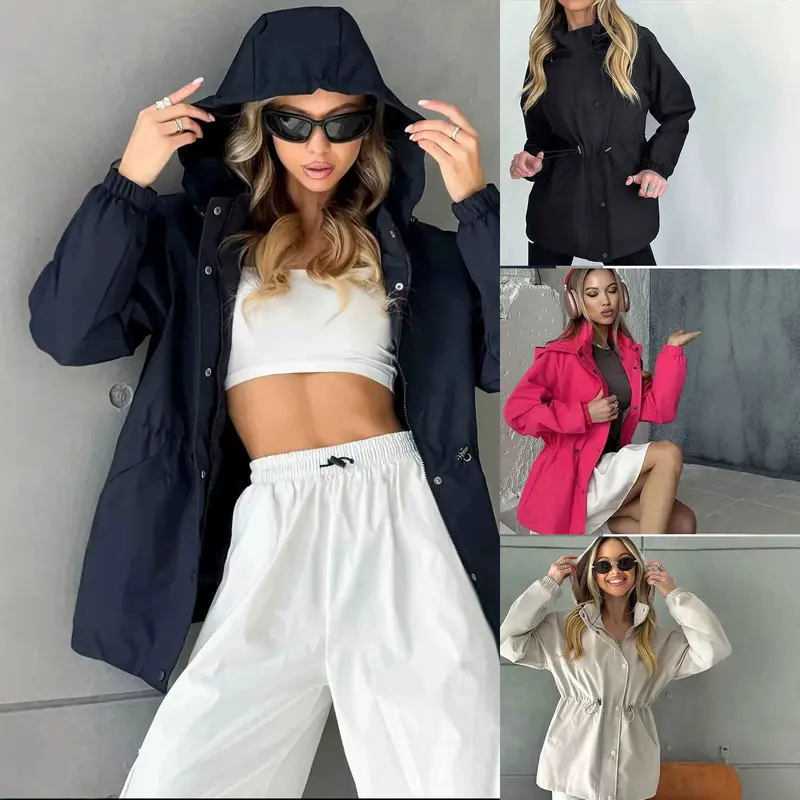 Damen Kapuzen-Parka mit Taillenzug und windabweisender Außenhülle Drune