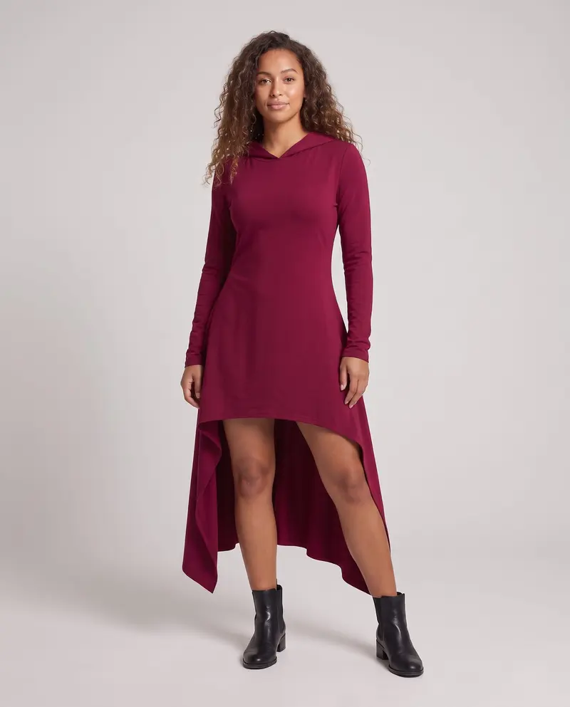 Damen Kapuzenkleid mit asymmetrischem Schnitt und eleganter Passform Drune
