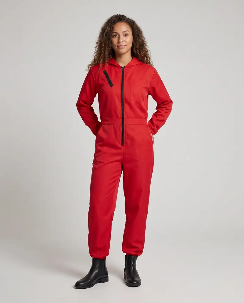 Damen Kapuzenoverall mit praktischen Taschen und Reißverschluss Drune