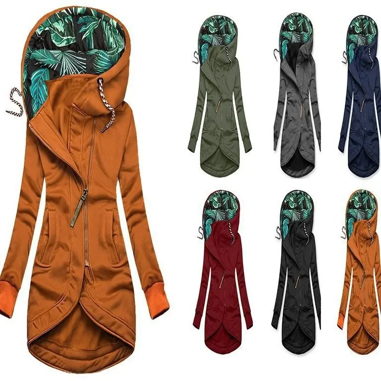 Damen Kapuzenparka mit asymmetrischem Frontreißverschluss und gesteppter Tropenfutter-Kapuze Drune