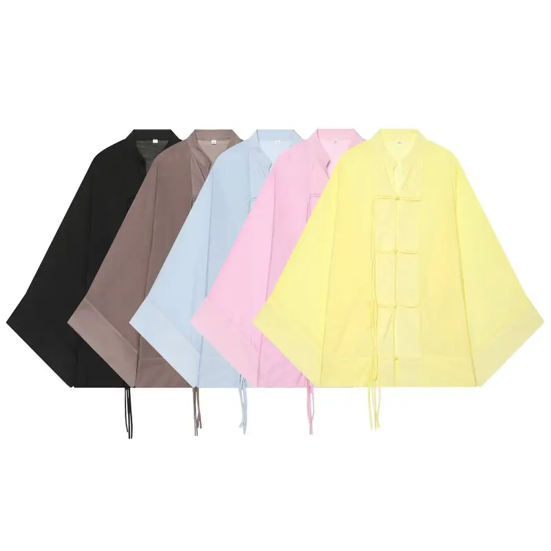 Damen Kimono-Jacke mit traditionellen Knotenverschlüssen und weitem Oversize-Schnitt Drune