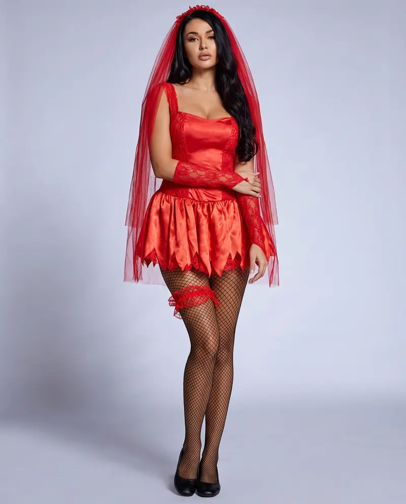 Damen Kostüm aus Satin und Spitze Drune