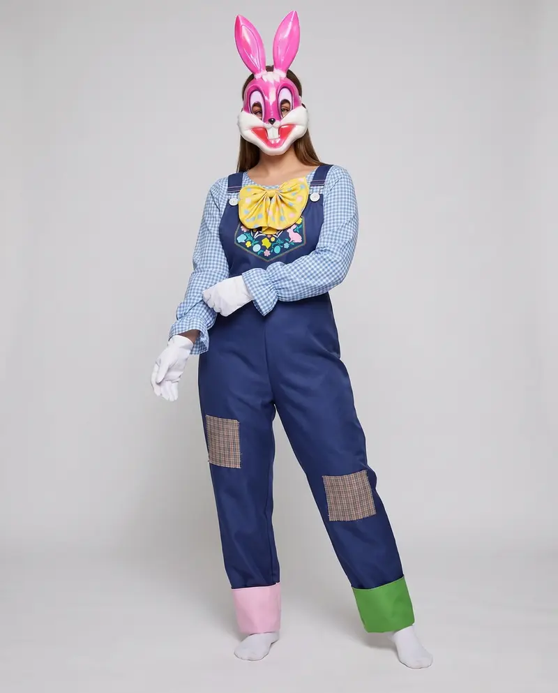 Damen Kostüm für Karneval mit Hasenmaske und Latzhose Drune