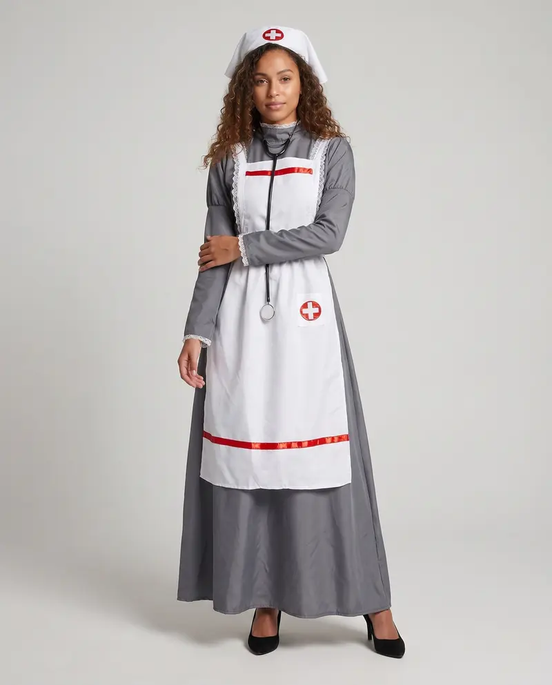 Damen Kostüm im Krankenschwester-Stil mit Schürze Drune