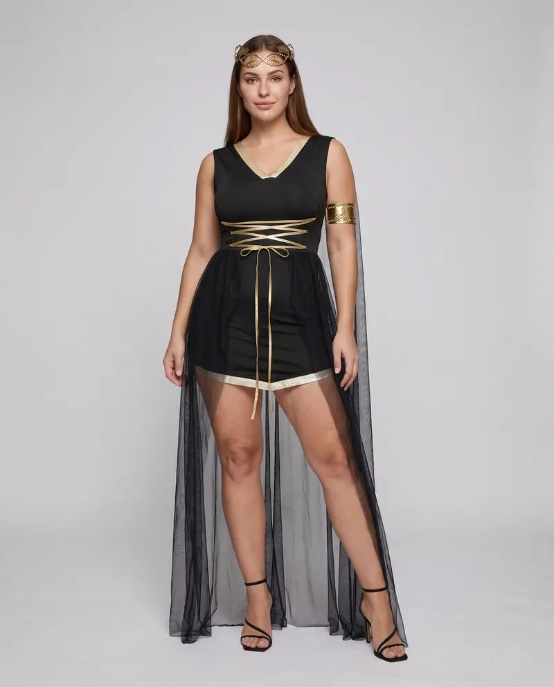 Damen Kostüm mit transparentem Überrock und eleganten Akzenten Drune