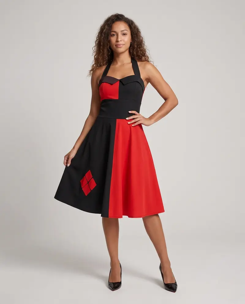 Damen Kostümkleid im Harley Quinn-Stil Drune
