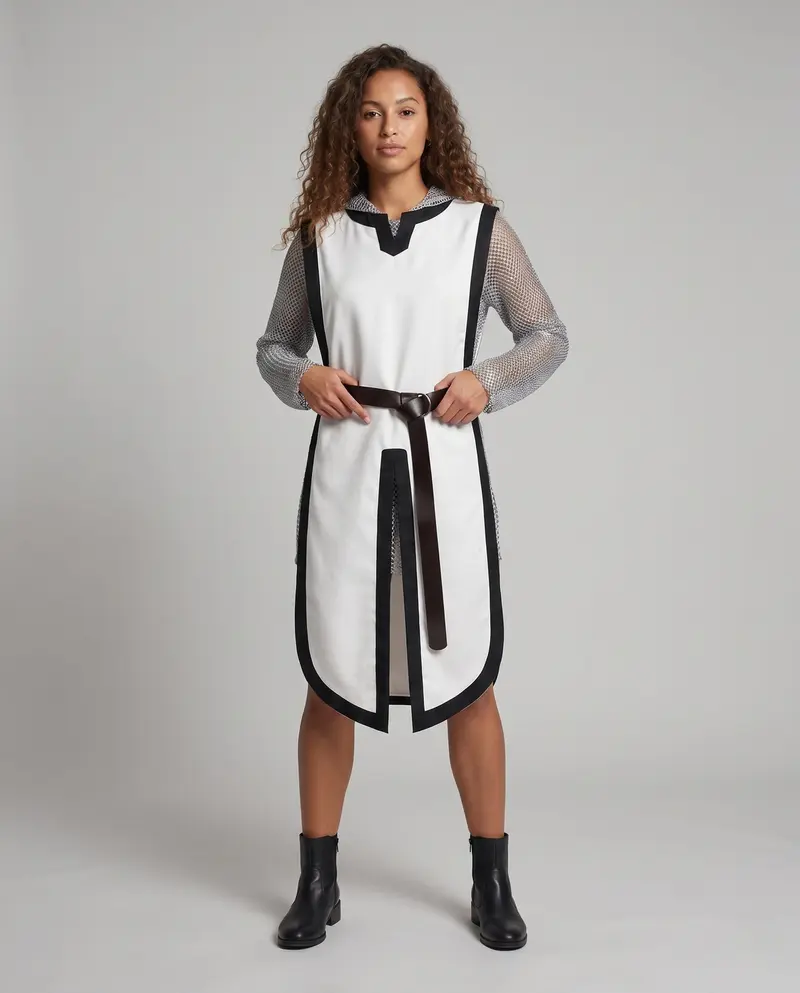 Damen Kostümset mit gestreiftem Kleid und Kettenhemd-Elementen Drune