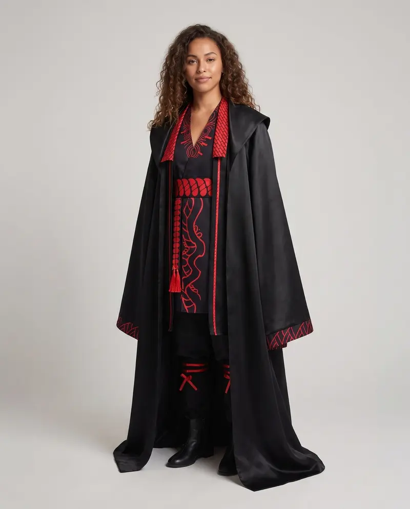 Damen Kostümset mit kunstvoll gestalteter Robe und Details Drune