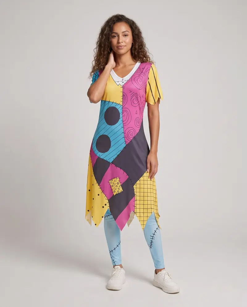 Damen kreatives Patchwork-Kleid Drune