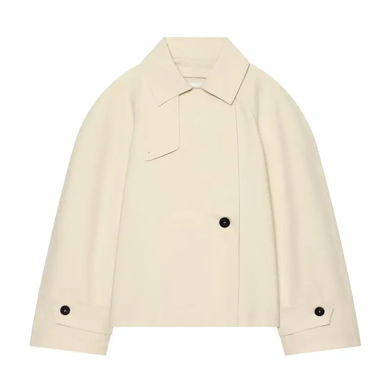 Damen Kurz‑Blouson im Boxy‑Schnitt mit weitem Revers und Manschettenknopf‑Details Drune
