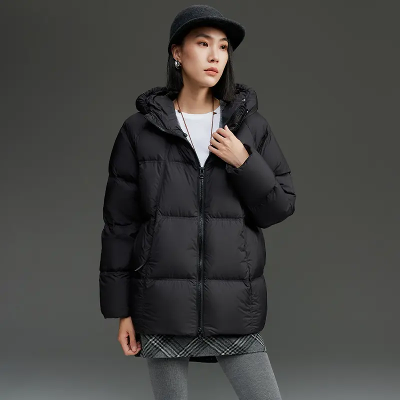 Damen Kurz geschnittene Boxy‑Steppjacke mit abnehmbarer Kapuze und Thermo‑Isolierung Drune