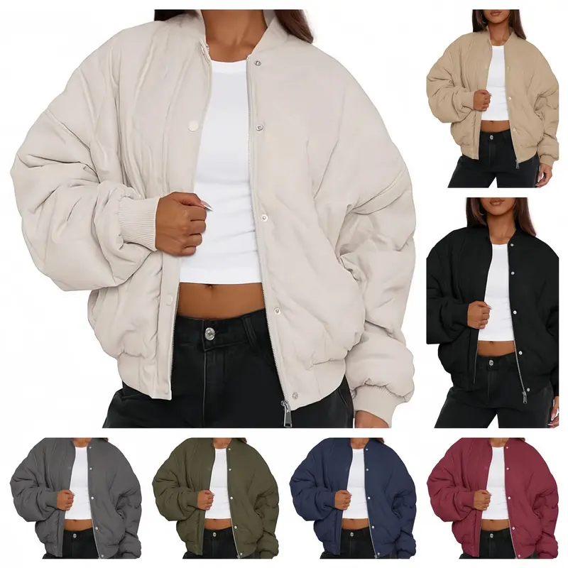 Damen Kurz geschnittene Stepp-Bomberjacke im Oversize-Look mit Raglanärmeln Drune
