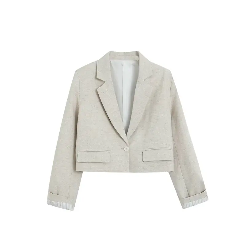 Damen Kurzblazer im Cropped‑Schnitt mit Reverskragen und Pattentaschen Drune