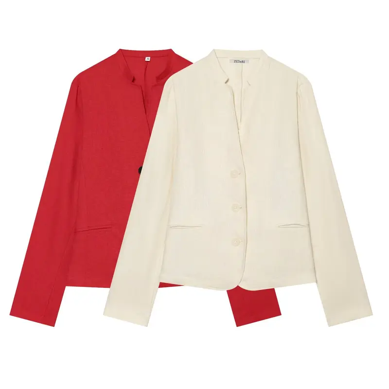 Damen Kurzblazer mit Stehkragen und Knopfleiste Drune