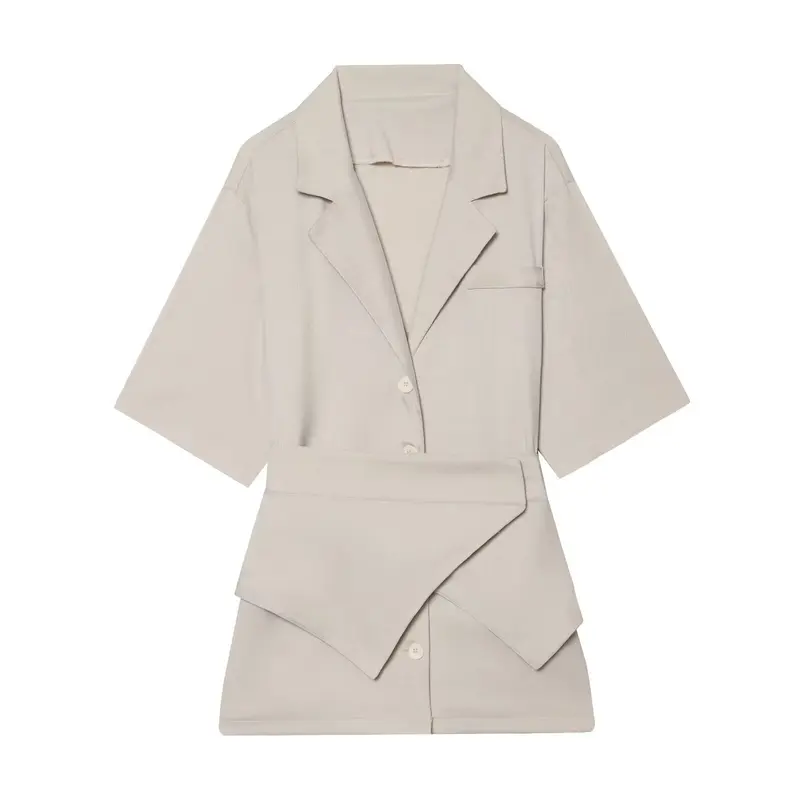 Damen Kurzblazer mit Taillengürtel und asymmetrischer Lagenfront Drune