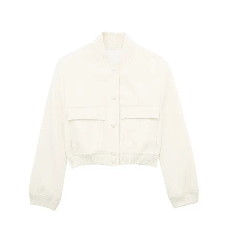 Damen Kurze Boxy‑Blousonjacke mit verdeckten Druckknöpfen, Pattentaschen und geripptem Saum Drune